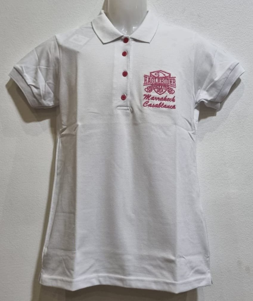 W. Bordeaux Cotton Piqué White Polo Sp-32467