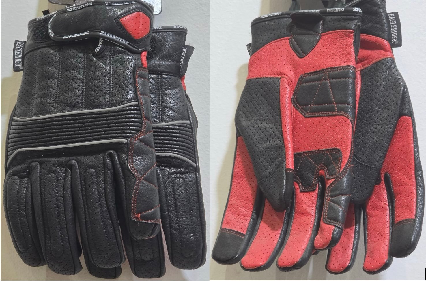 Black Red Leather Glove Sp-1020